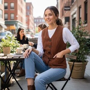 Brown Button-Up Vest